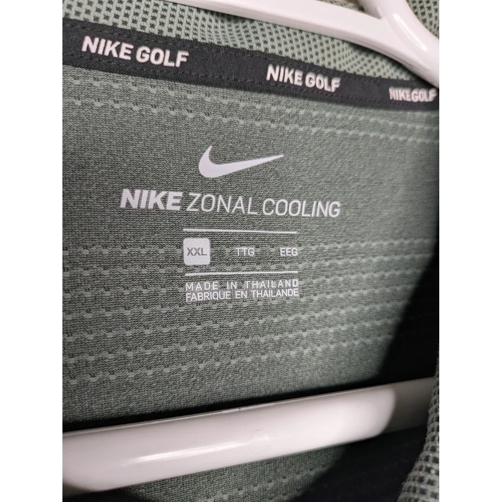 Nike Golf Shirt‎ Mens 2XL Green Zonal Cooling Polo Striped Vented Performance